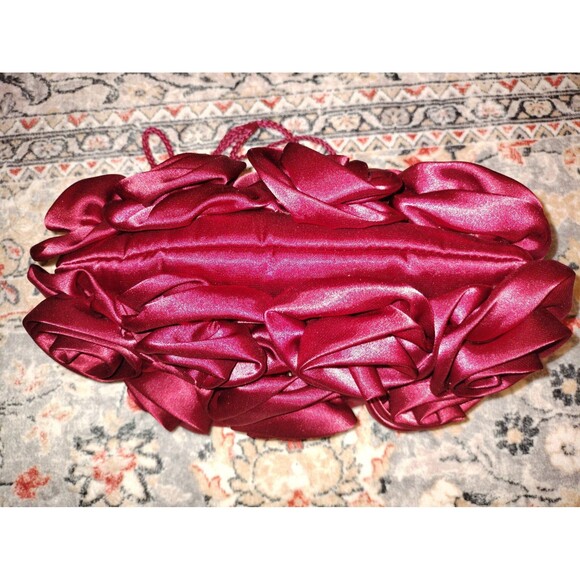 EUC! Lulu Townsend Red Satin Rosette Clutch Handbag w/Clasp Closure - Picture 6 of 6